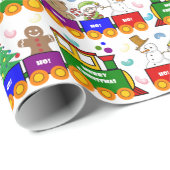 Weihnachtsspielzeug-Zug und Geleebonbons Geschenkpapier (Rolleneckpunkt)