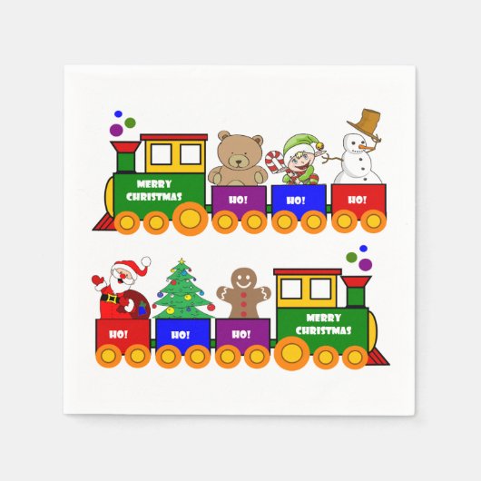 Weihnachtsspielzeugbahn farbenfroh serviette (Vorderseite)