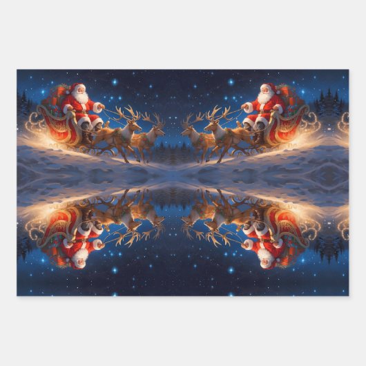 Weihnachtsspielzeuge auf einer Piste mit Rentier Geschenkpapier Set (Vorderseite)