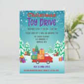 Weihnachtsspielzeugfamilie oder Wohltätigkeit Einladung (Stehend Vorderseite)