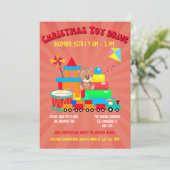 Weihnachtsspielzeugfamilie oder Wohltätigkeit Einladung (Stehend Vorderseite)