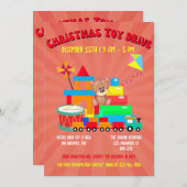 Weihnachtsspielzeugfamilie oder Wohltätigkeit Einladung (Vorne/Hinten)