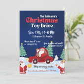 Weihnachtsspielzeugfamilie oder Wohltätigkeit Einladung (Stehend Vorderseite)