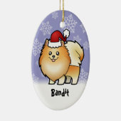 WeihnachtsSpitz (addieren Sie Ihren Haustiernamen) Keramikornament (Rechts)