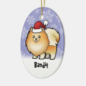 WeihnachtsSpitz (addieren Sie Ihren Haustiernamen) Keramikornament (Links)