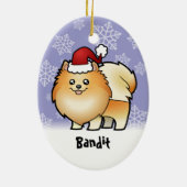 WeihnachtsSpitz (addieren Sie Ihren Haustiernamen) Keramikornament (Hinten)