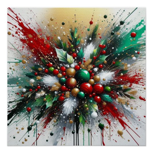 Weihnachtssplatter / Weiße Explosionen Poster (Vorderseite)