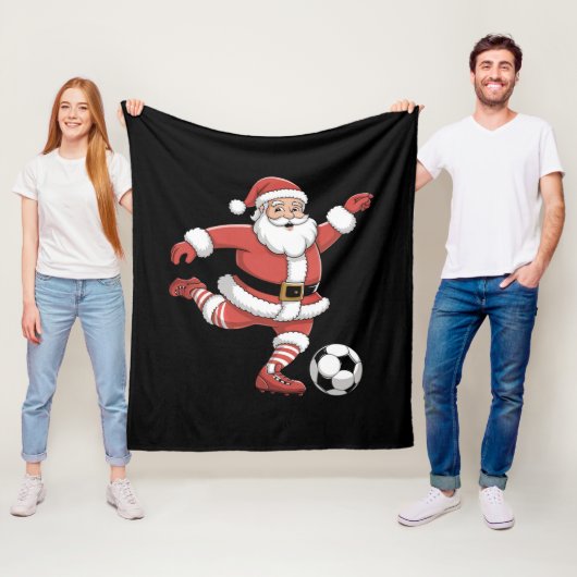 Weihnachtssport in Santa Plays Fußball Fleecedecke (Beispiel)