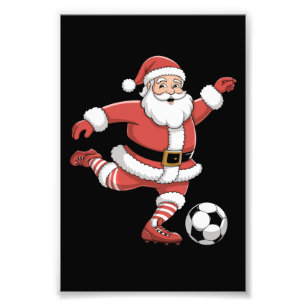 Weihnachtssport in Santa Plays Fußball Fotodruck
