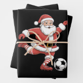 Weihnachtssport in Santa Plays Fußball Geschenkpapier Set (Beispiel)