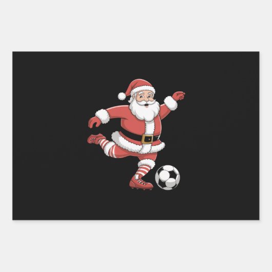 Weihnachtssport in Santa Plays Fußball Geschenkpapier Set (Vorderseite)