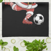 Weihnachtssport in Santa Plays Fußball Geschirrtuch (Gefaltet)