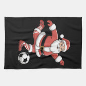 Weihnachtssport in Santa Plays Fußball Geschirrtuch (Horizontal)