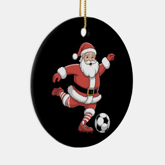 Weihnachtssport in Santa Plays Fußball Keramik Ornament (Rechts)