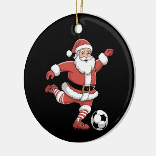 Weihnachtssport in Santa Plays Fußball Keramik Ornament (Links)