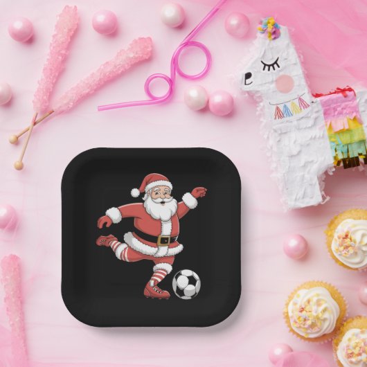 Weihnachtssport in Santa Plays Fußball Pappteller (Party)