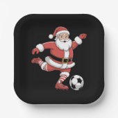 Weihnachtssport in Santa Plays Fußball Pappteller (Vorderseite)