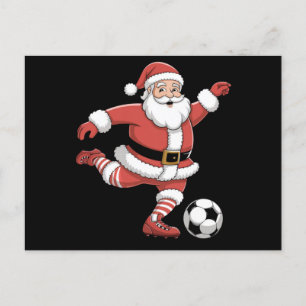 Weihnachtssport in Santa Plays Fußball Postkarte