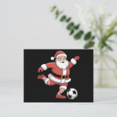 Weihnachtssport in Santa Plays Fußball Postkarte (Stehend Vorderseite)