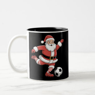 Weihnachtssport in Santa Plays Fußball Zweifarbige Tasse