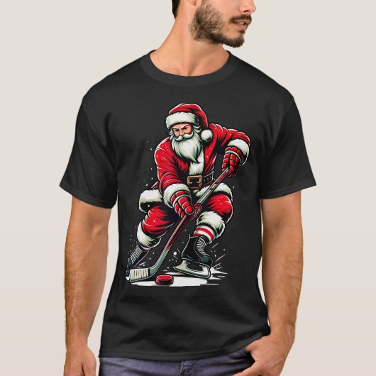 Weihnachtssport Weihnachten spielt Eishockey Weihn T-Shirt (Vorderseite)