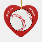 Weihnachtssportbaseball Couple Monogram-Namen Keramik Ornament (Vorne)