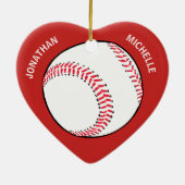 Weihnachtssportbaseball Couple Monogram-Namen Keramik Ornament (Hinten)