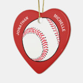 Weihnachtssportbaseball Couple Monogram-Namen Keramik Ornament (Links)