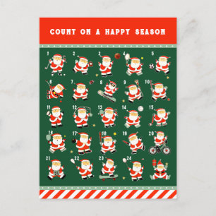 Weihnachtssportkalender Countdown Feiertagspostkarte