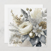 Weihnachtssprays in Silber und Gold Feiertagskarte (Vorne/Hinten)