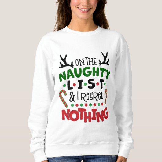 Weihnachtsspringer. Auf der unanständigen Liste. Sweatshirt (Vorderseite)