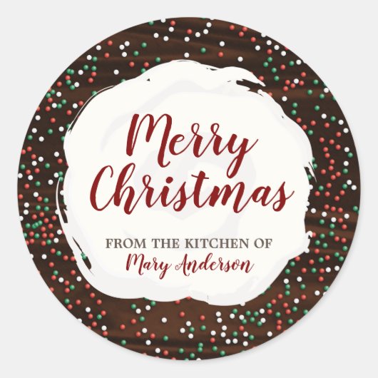Weihnachtssprinklen Schokolade-Etikettenaufkleber Runder Aufkleber (Vorderseite)