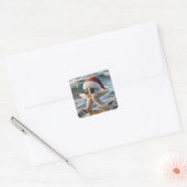 Weihnachtsstäbchen im Ozean Quadratischer Aufkleber (Umschlag)