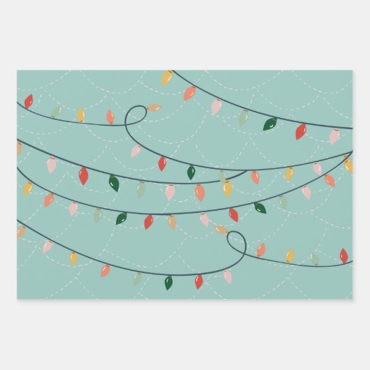 Weihnachtsstadt Fa la la la Lights Strümpfe Geschenkpapier Set (Vorderseite 2)