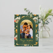 Weihnachtsstadt Foto Grün Folien Feiertagspostkarte (Stehend vorne)