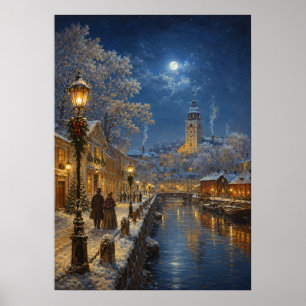 Weihnachtsstadt I - Fluss zu Weihnachten Poster
