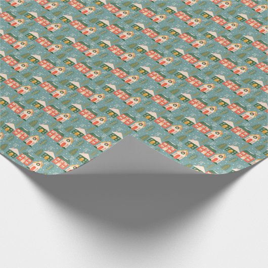 Weihnachtsstadt in Slate Blue Geschenkpapier (Ecke)