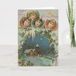 Weihnachtsstadt mit Kindern Feiertagskarte