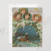 Weihnachtsstadt mit Kindern Feiertagspostkarte (Vorne/Hinten)