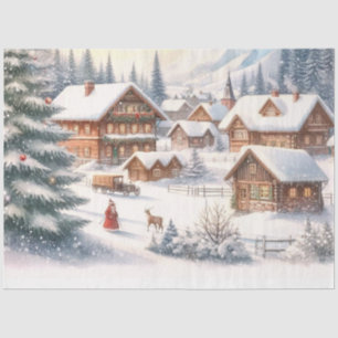 Weihnachtsstadt mit Schnee Seidenpapier