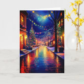 Weihnachtsstadt nachts karte (Gelbe Blume)