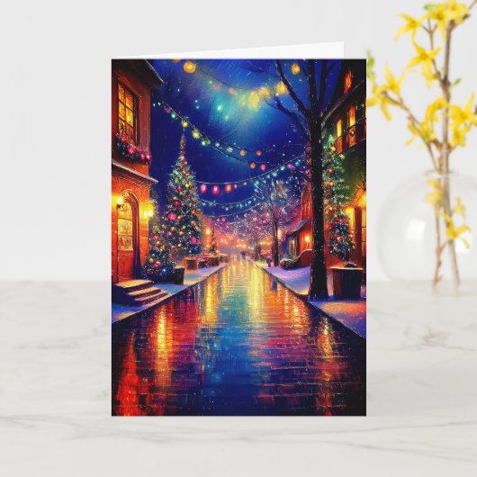 Weihnachtsstadt nachts karte (Gelbe Blume)