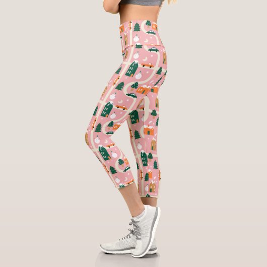Weihnachtsstadt - Urlaubsplanmuster Capri Leggings (Links)