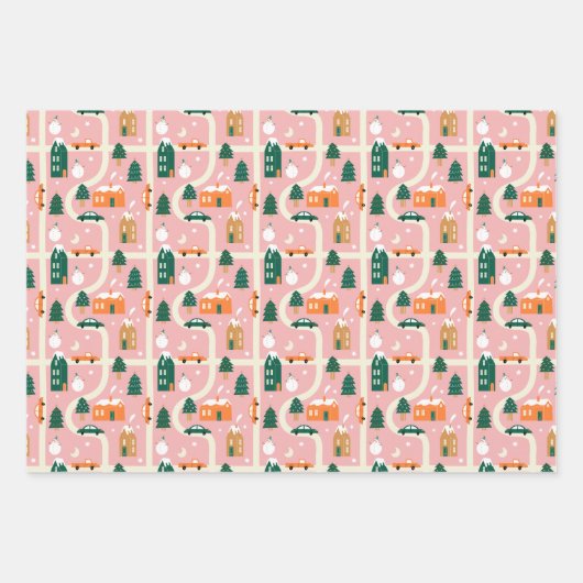 Weihnachtsstadt - Urlaubsplanmuster Geschenkpapier Set (Vorderseite 2)