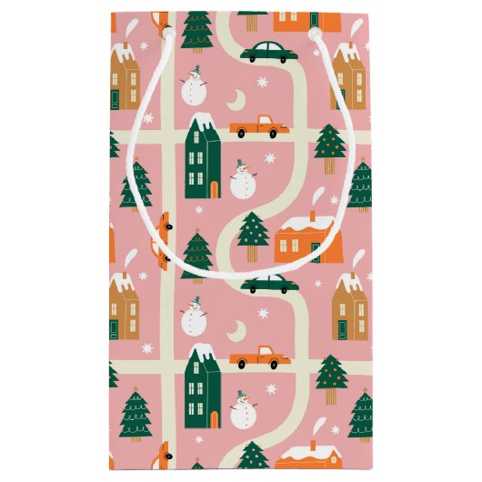 Weihnachtsstadt - Urlaubsplanmuster Kleine Geschenktüte (Rückseite)