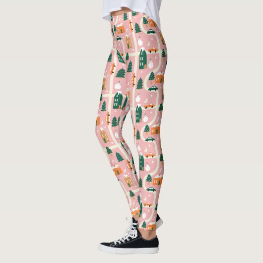 Weihnachtsstadt - Urlaubsplanmuster Leggings (Links)