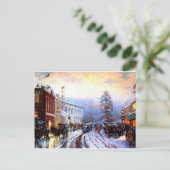 Weihnachtsstadt Vintage Feiertagspostkarte (Stehend Vorderseite)