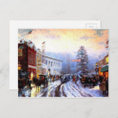 Weihnachtsstadt Vintage Feiertagspostkarte (Vorne/Hinten)