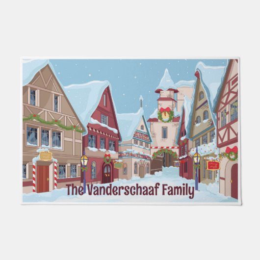 Weihnachtsstadt Winterferienlandschaft individuell Fußmatte (Vorderseite)