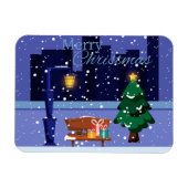 Weihnachtsstadtbild mit Straßenlaterne, Baum und G Magnet (Horizontal)